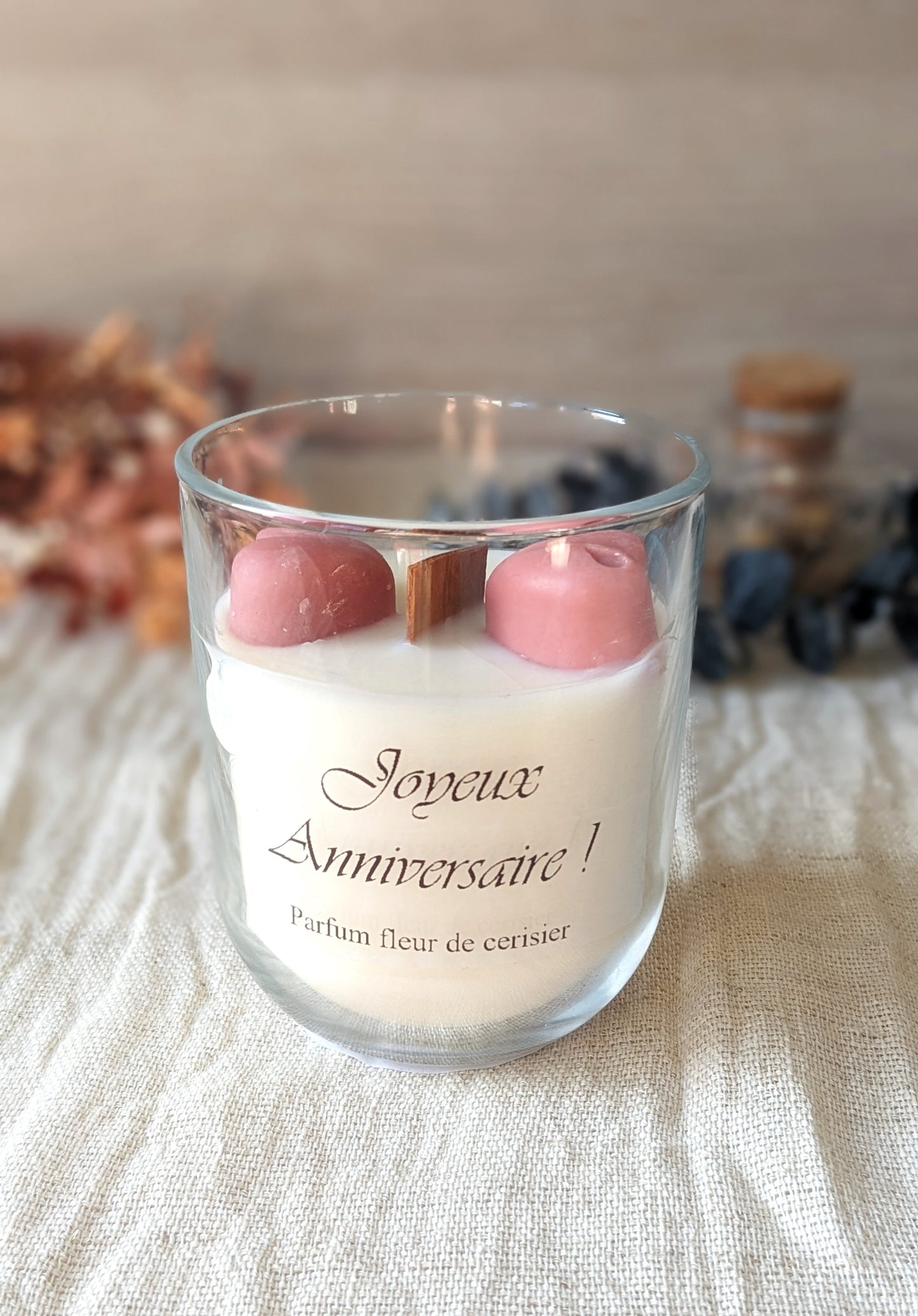 Bougie upcyclée personnalisée - coeurs