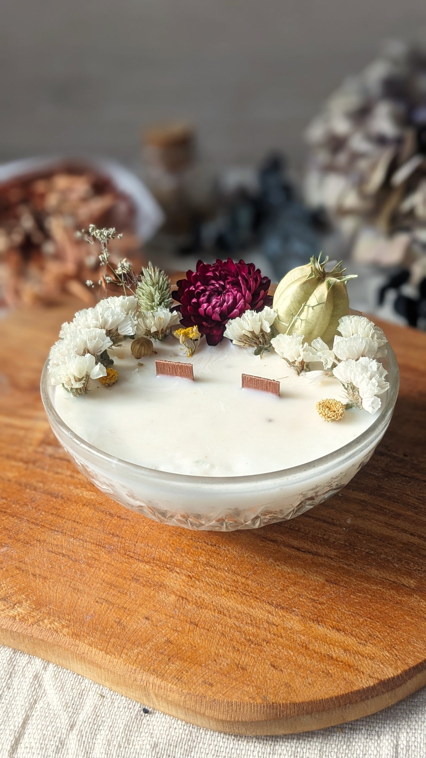 Atelier bougies fleuries upcyclées