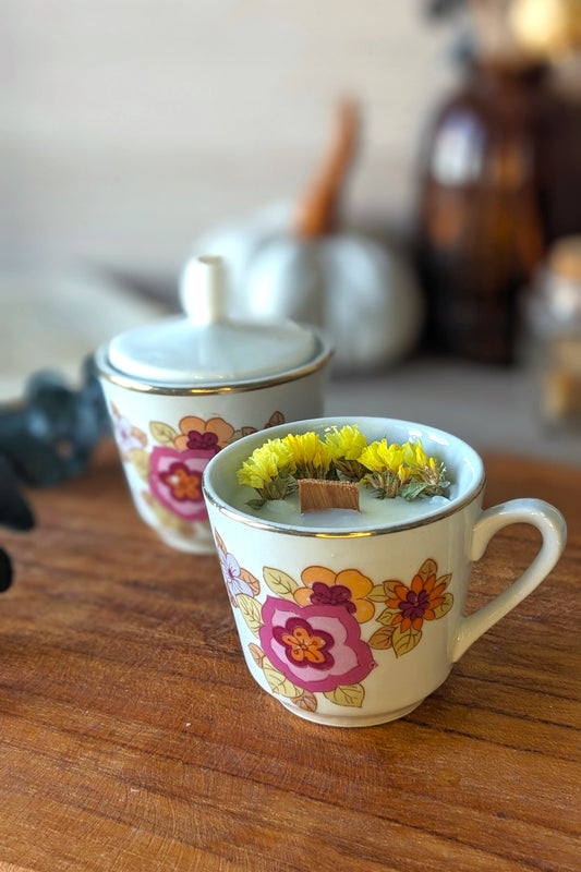 Duo d'une tasse et d'un petit sucrier - Citrouille givrée