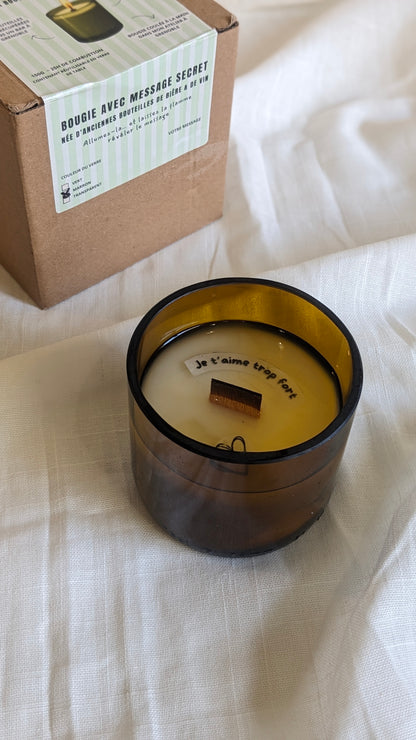 Bougie avec message dans la cire