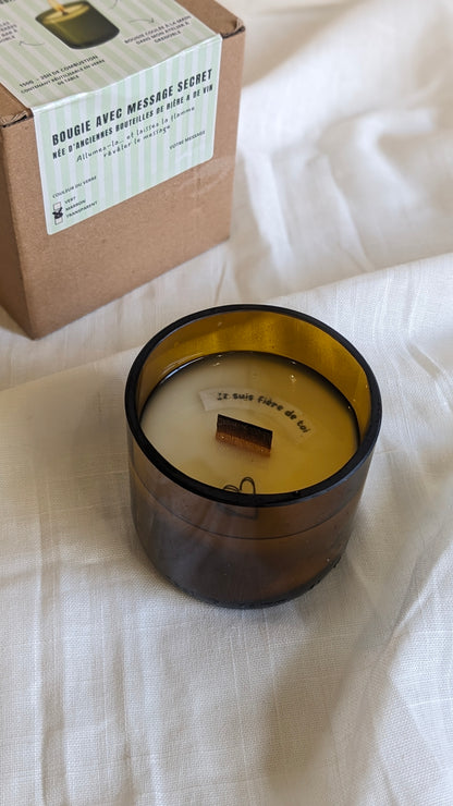 Bougie avec message dans la cire