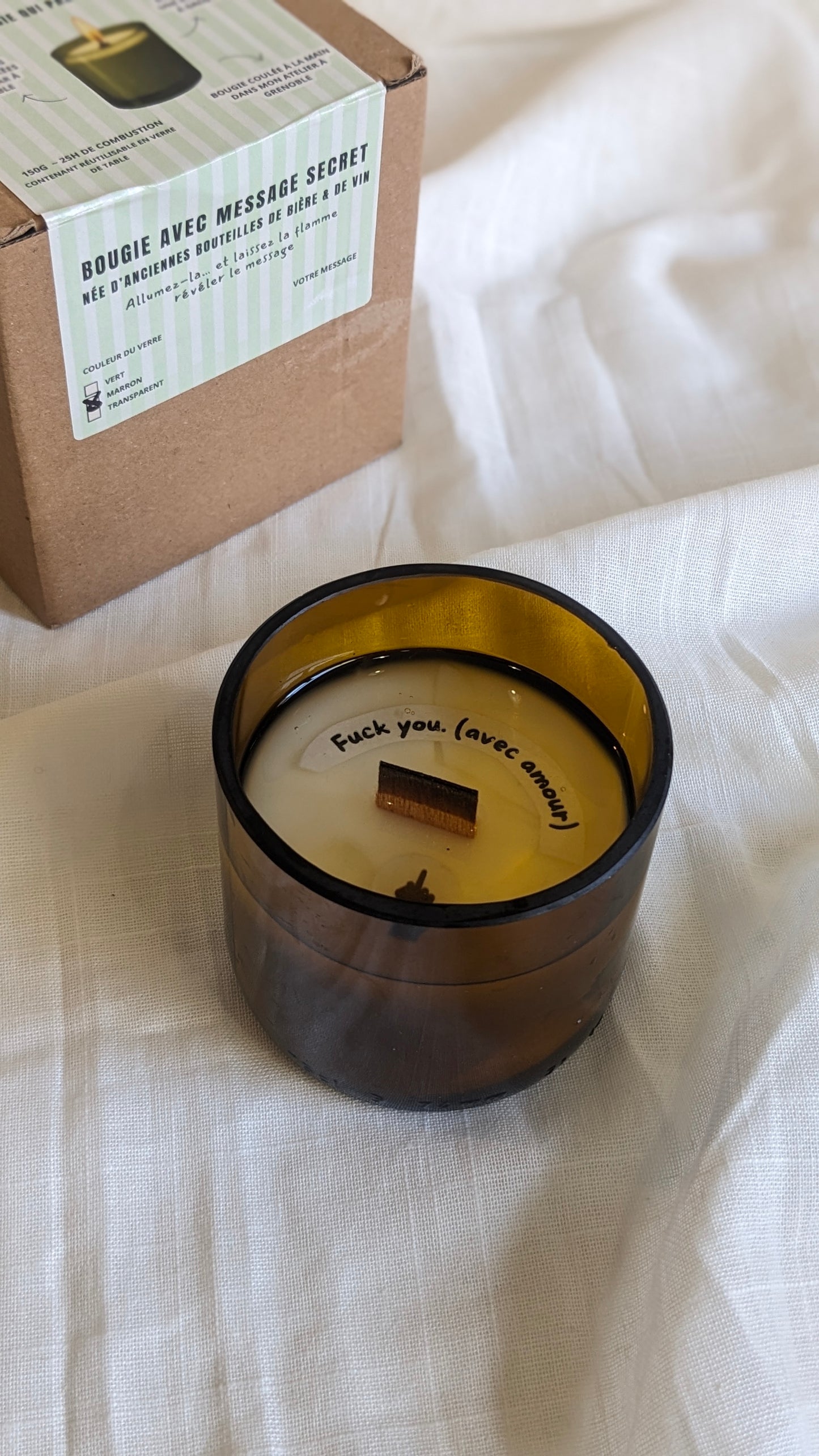 Bougie avec message  spécial St Valentin