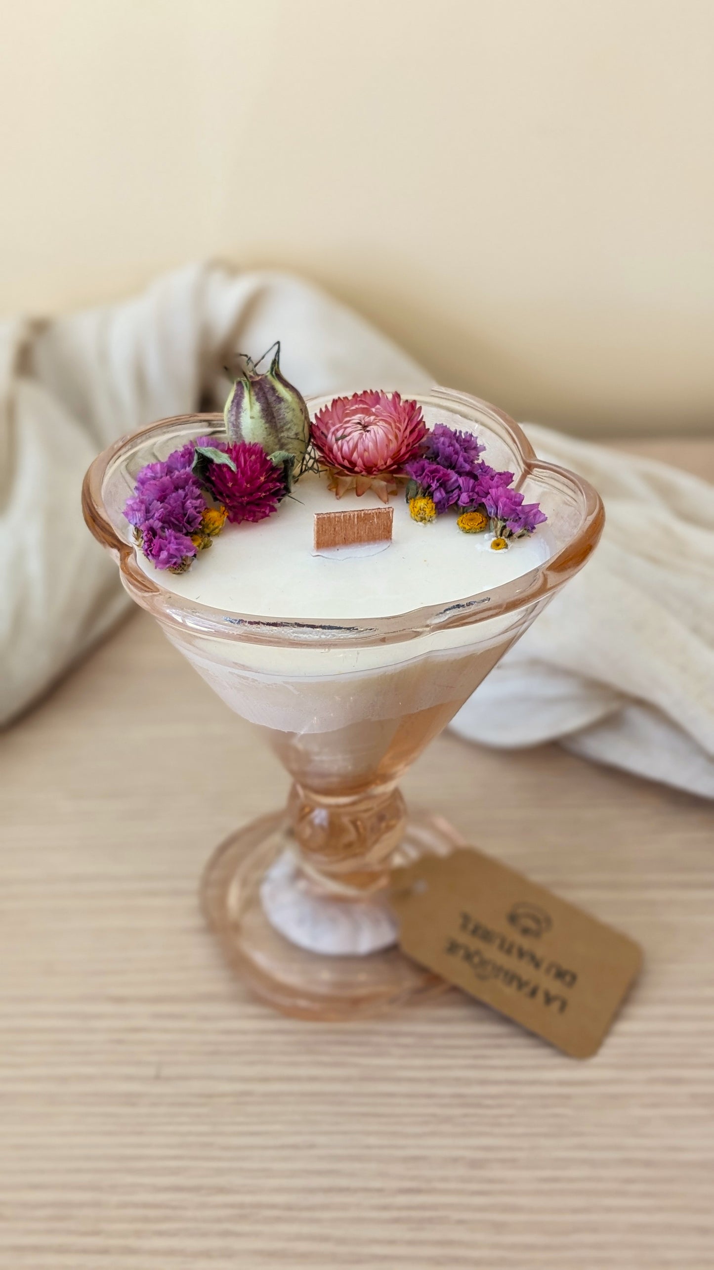 Bougie Sofia - Fleur de lin - Moyen format