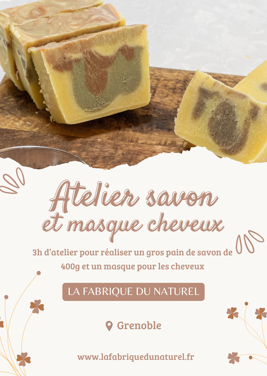 Carte cadeau atelier savon solide et masque cheveux  - 3h